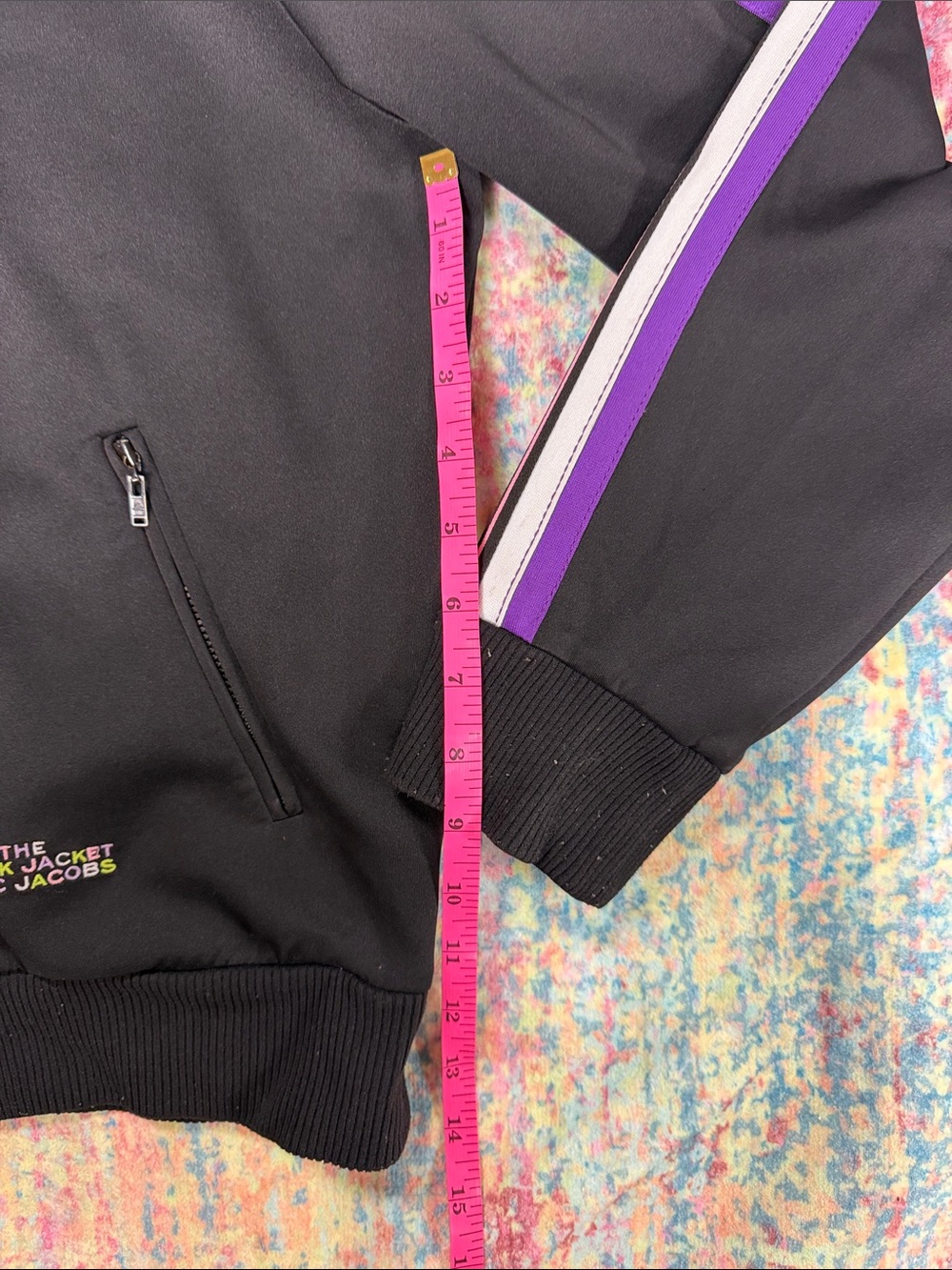 Marc Jacobs Black Track Jacket with Purple Stripe Accents - Picture 5 of 6